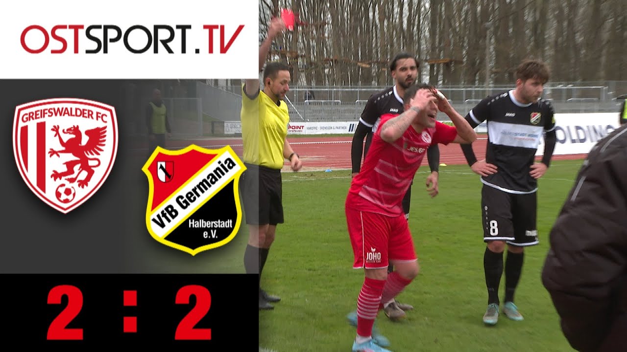 2 Platzverweise! Greifswalds Aufholjagd in Unterzahl: GFC - Halberstadt 2:2 | Regionalliga Nordost