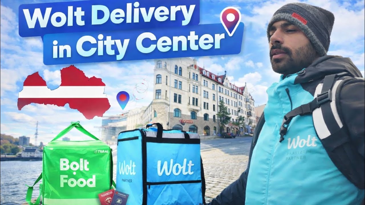 Aaj tu pura din rain ll center me wolt work ll #travellingvlogger #wolt #bolt #trpcard #riga #latvia