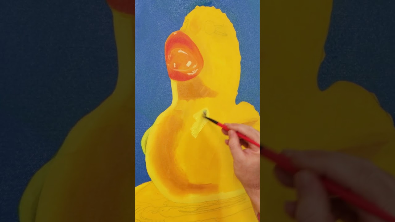 Paint a realistic rubber duck with oil paint