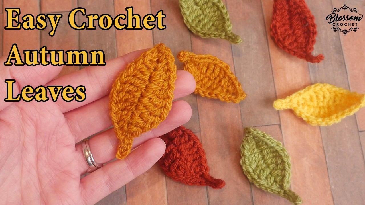 Crochet An EASY Autumn Leaf in 3 Minutes! Crochet leaf motif / appliqué