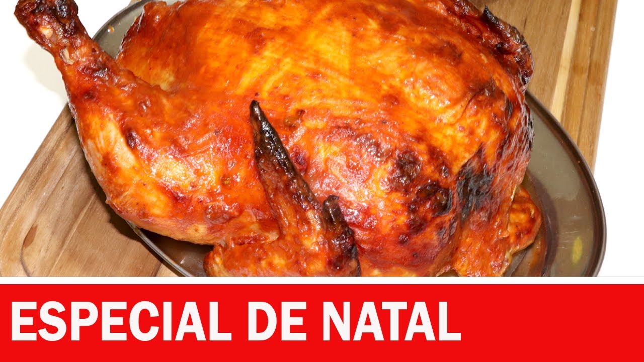 Frango inteiro assado no forno em 30 minutos Especial de Natal