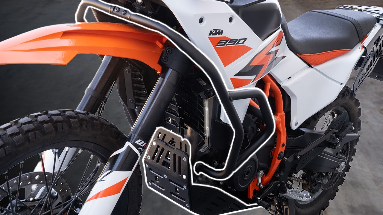 Как установить защиту картера и дуги безопасности Tusk Quiet Glide Adventure на KTM 390 ADV/Enduro R