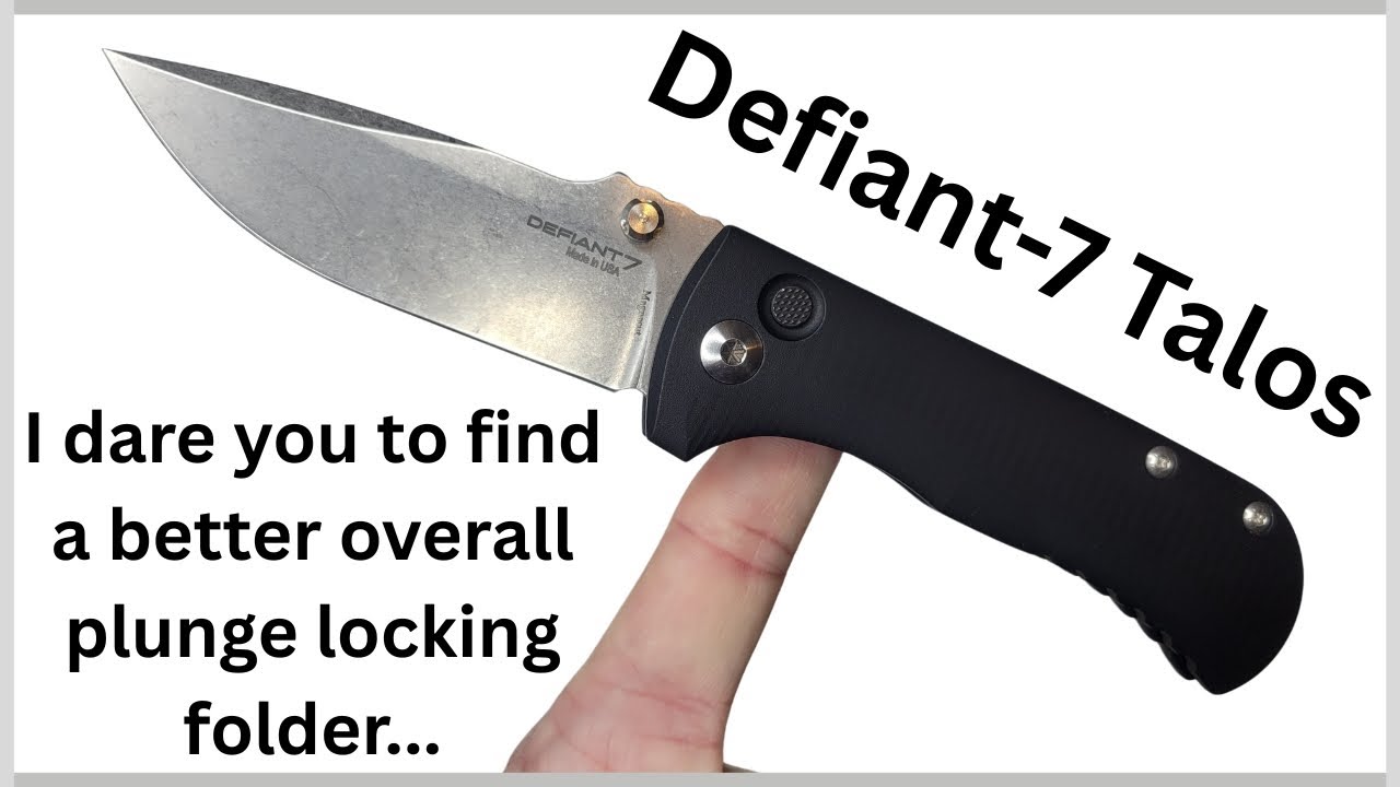 Defiant7 Talos Knife Review - BEST OVERALL BUTTON LOCK EVER?