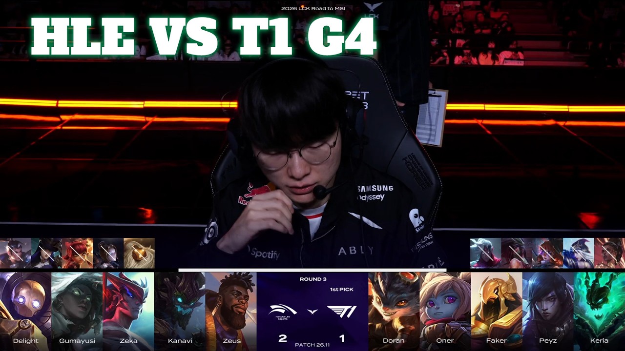 HLE vs T1 Game 4 | LCK 2026 Road to MSI Qualification Match | Hanwha Life vs T1 G4