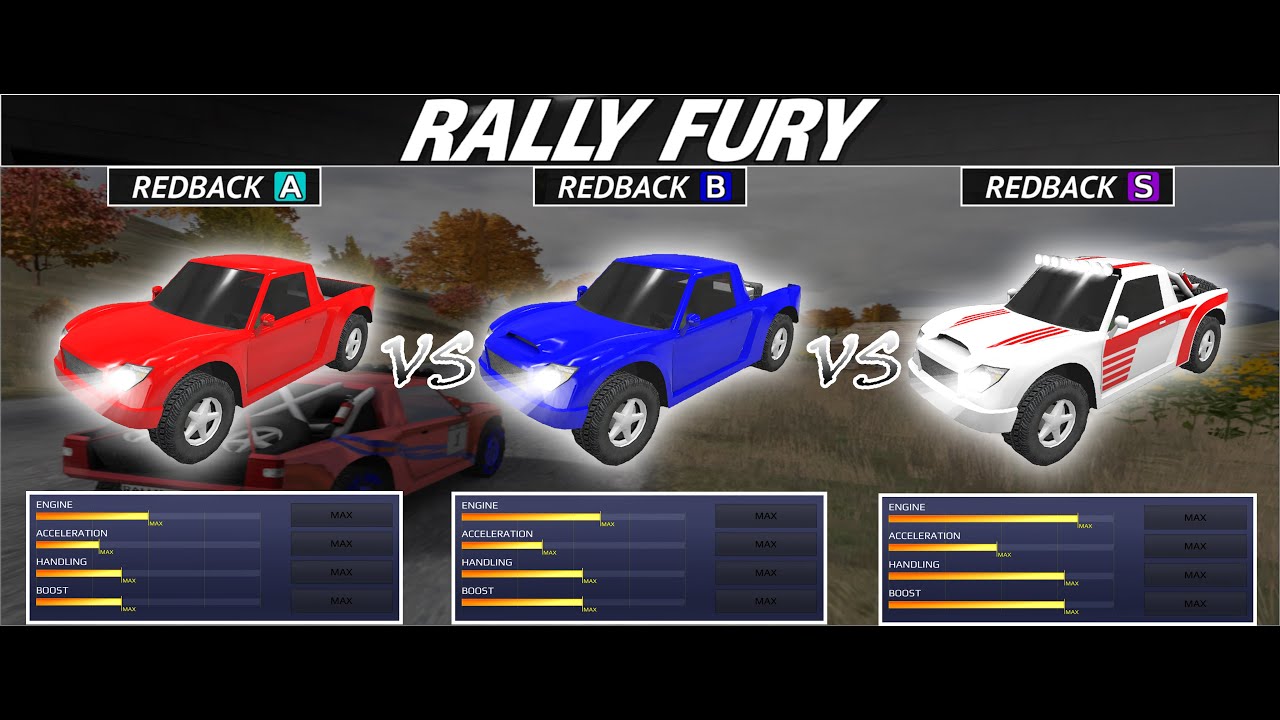 Rally Fury REDBACK A vs REDBACK B vs REDBACK S Test What's the Difference in each Rank!
