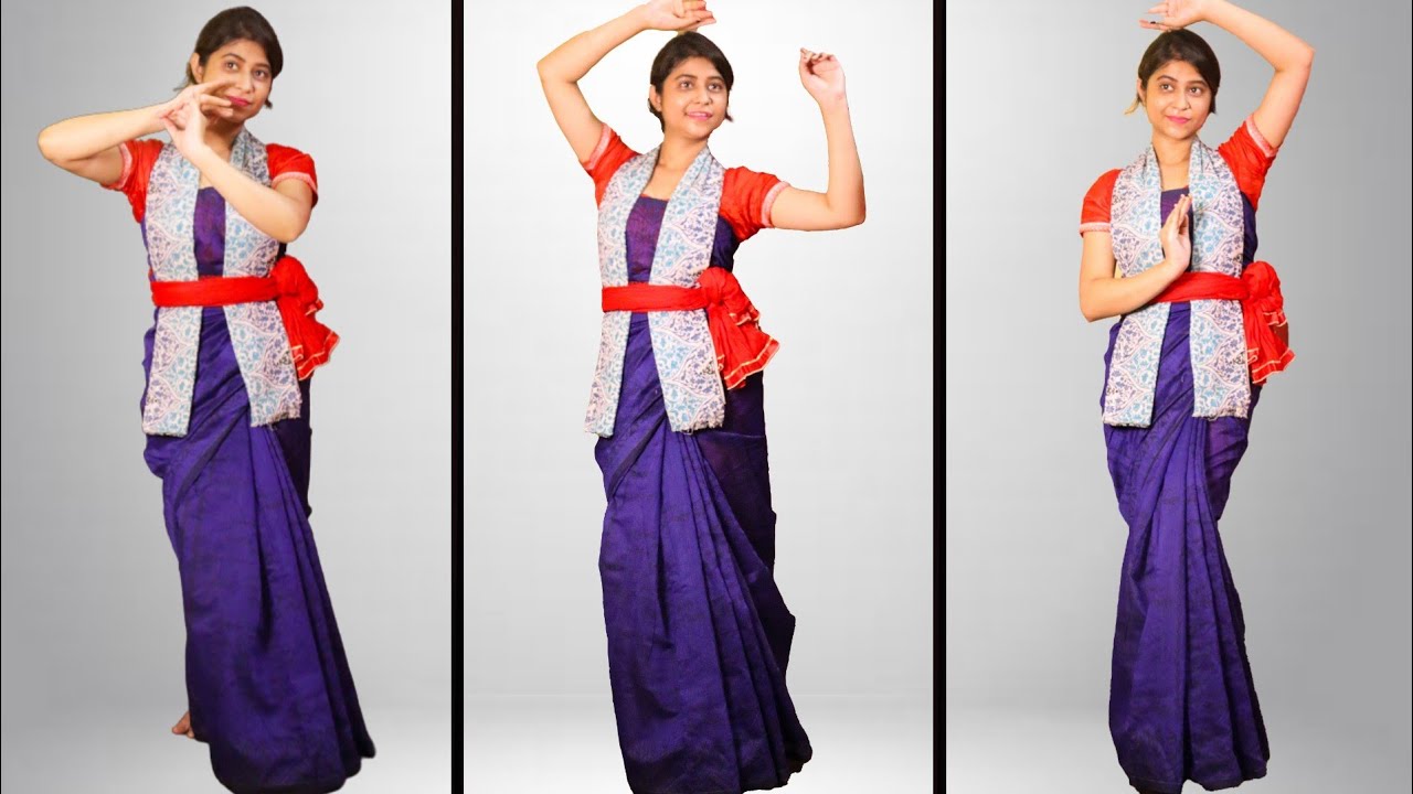 Rabindra Jayanti Dance Style Saree Draping | Easy Saree Draping Tutorial for Indian Classical Dance