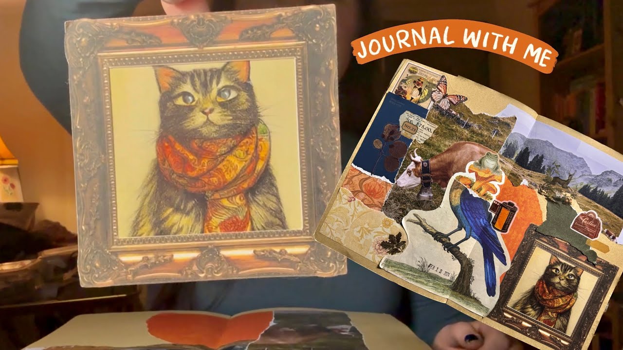 make a collage with me and my cat | junk journal spread no. 8