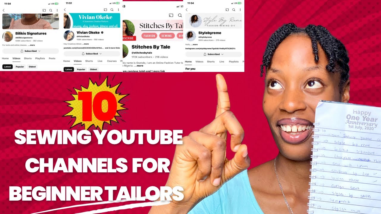 10 SEWING YOUTUBE CHANNELS FOR BEGINNER TAILORS|  simple step by step tutorials