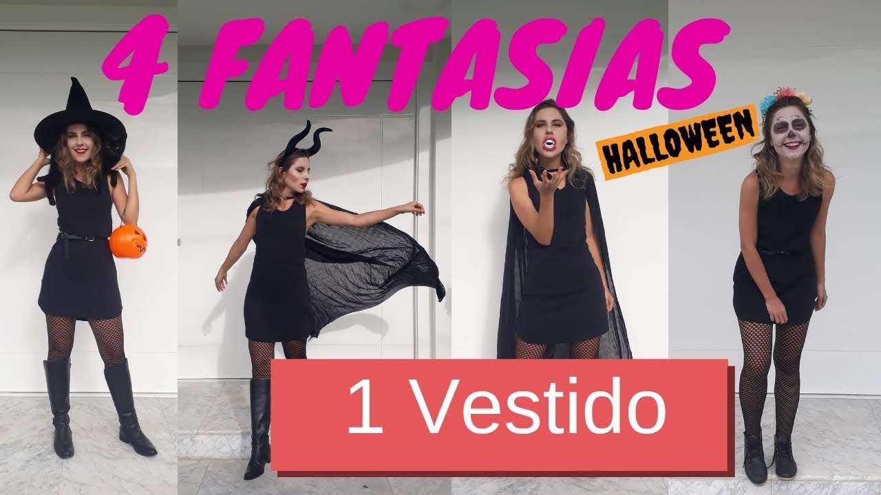4 Fantasias usando 1 vestido preto  Halloween!