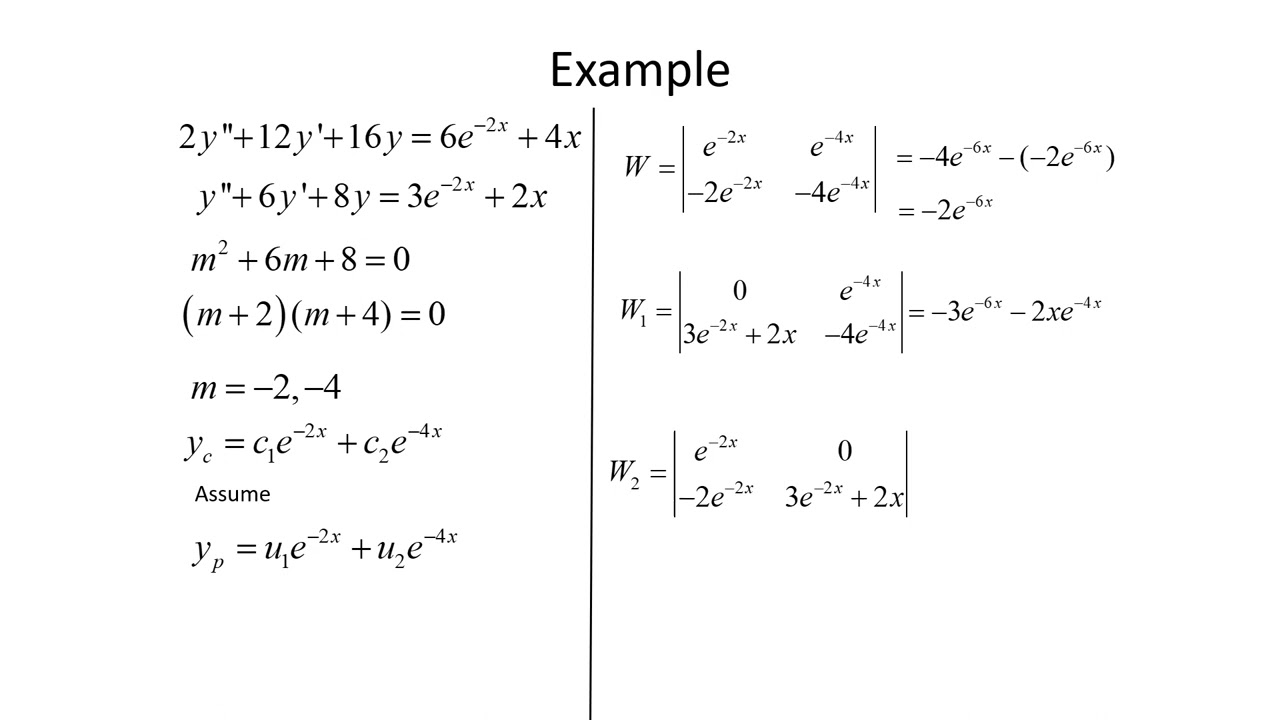 Differential Equations: Variation of Parameters