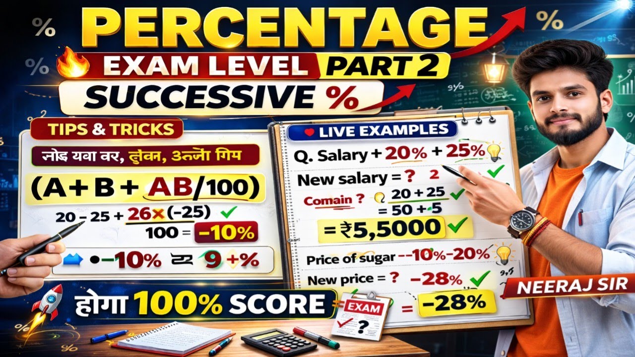 Percentage in One Shot 🚀 | प्रतिशत Part 2 | Basic Concept + Exam Questions | Maths by Niraj Sir 