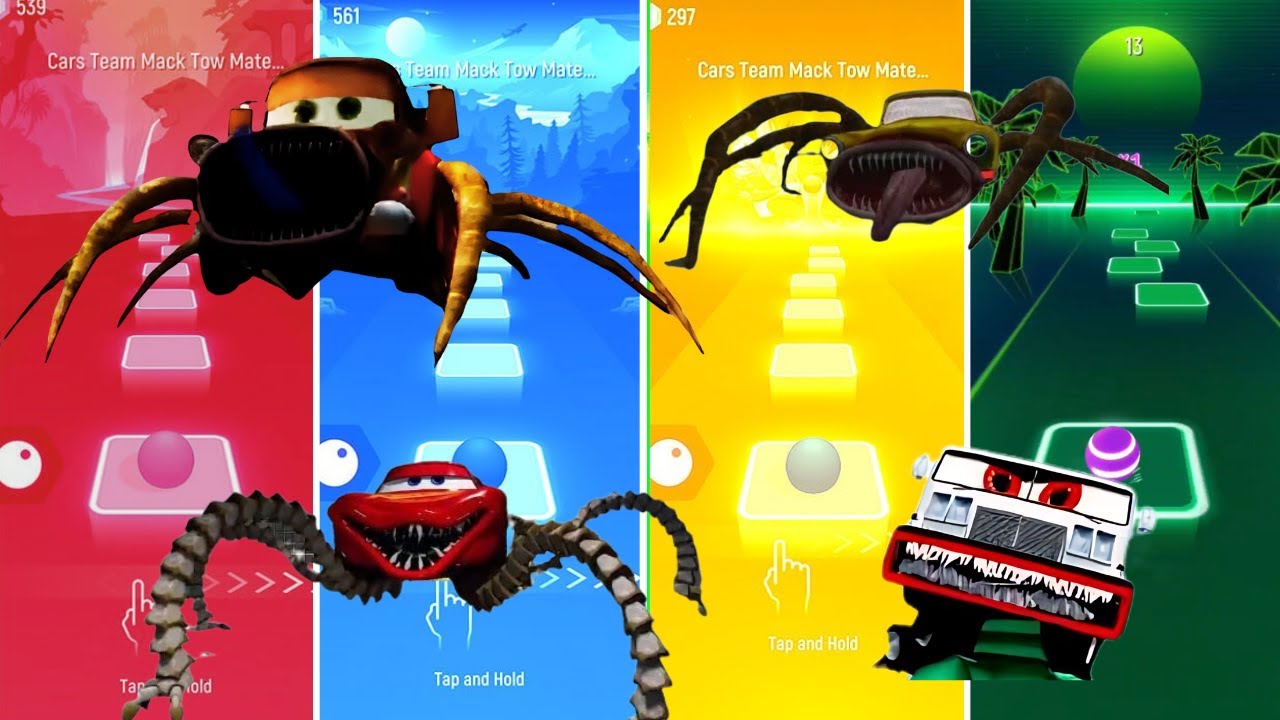 Mater eater car vs Lightning mcqueen vs Car eater vs Jeep eater cars edm rush