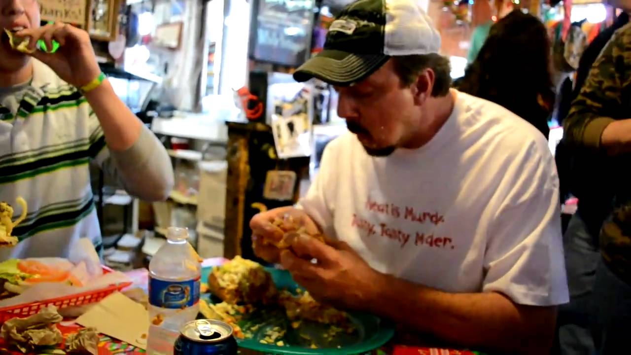 MY BROTHER TJ eats the homewrecker at Hillbilly Hot dogs