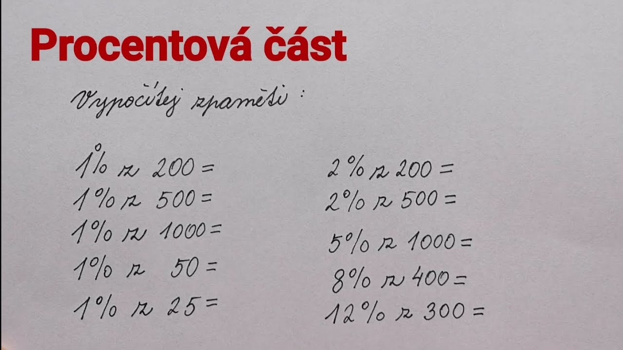 Procenta, výpočet procentové části, vypočítej počet procent