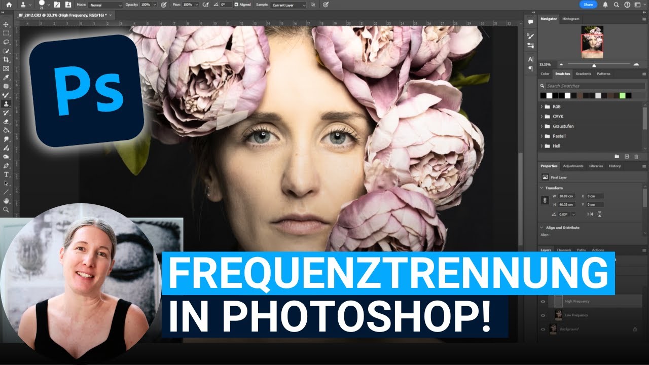 Glatte Haut ohne Verlust von Details - Schnell & Einfach mit Frequenztrennung in Photoshop!