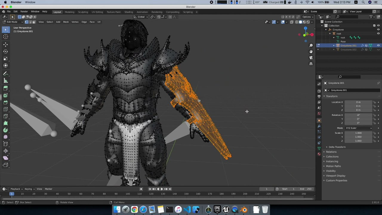 UE4 Paragon Separate weapons from Paragon character - use Blender2