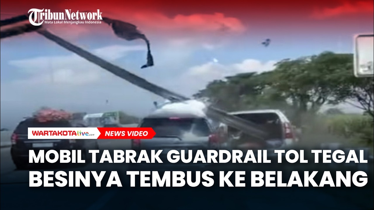 VIRAL, Guardrail Tol Tegal Dihajar Mobil Besinya Tembus Sampai ke Belakang