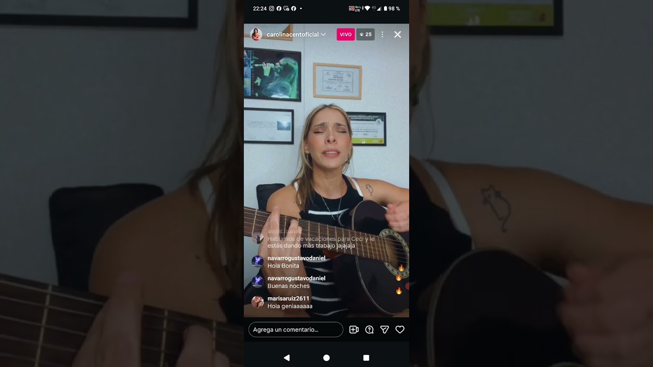 15.2.2026 CAROLINA CENTURION canta Cenizas Vivo de Instagram