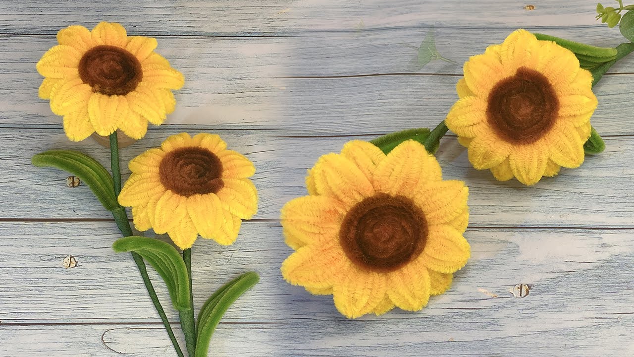 モールでお花🌼ひまわりの作り方 pipe cleaner crafts flowers sunflower モールクラフト・モールアート・モールベア・100均DIY