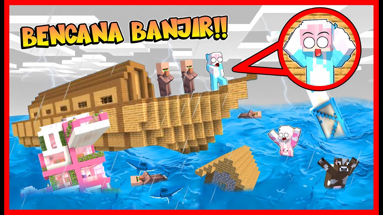 ATUN MEMBUAT KAPAL TERBESAR DAN BERTAHAN DARI BENCANA BANJIR TERBESAR !! Feat @MOMON MINECRAFT