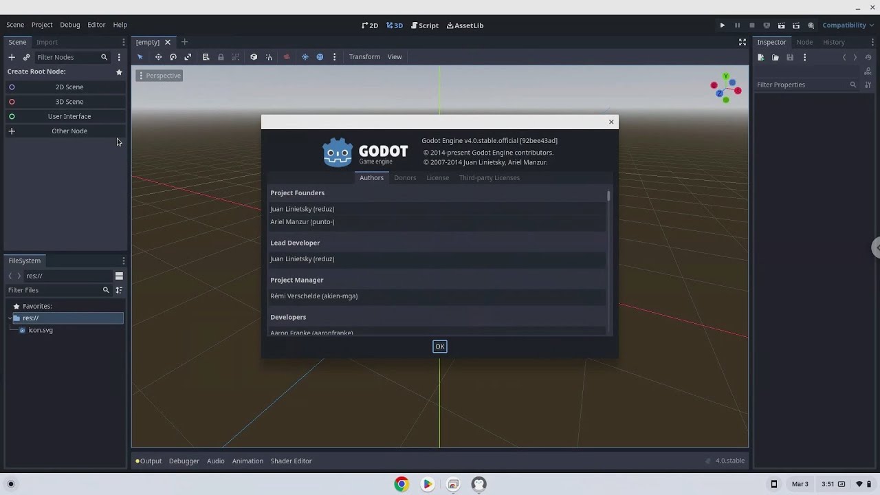 How to install Godot 4.0 on a Chromebook