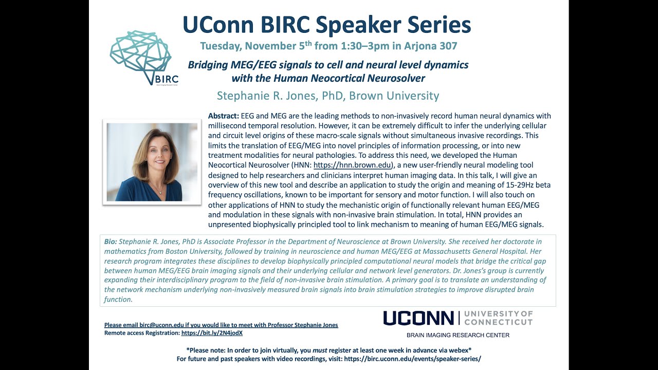 Bridging MEG/EEG signals with the Human Neocortical Neurosolver - Stephanie Jones, PhD