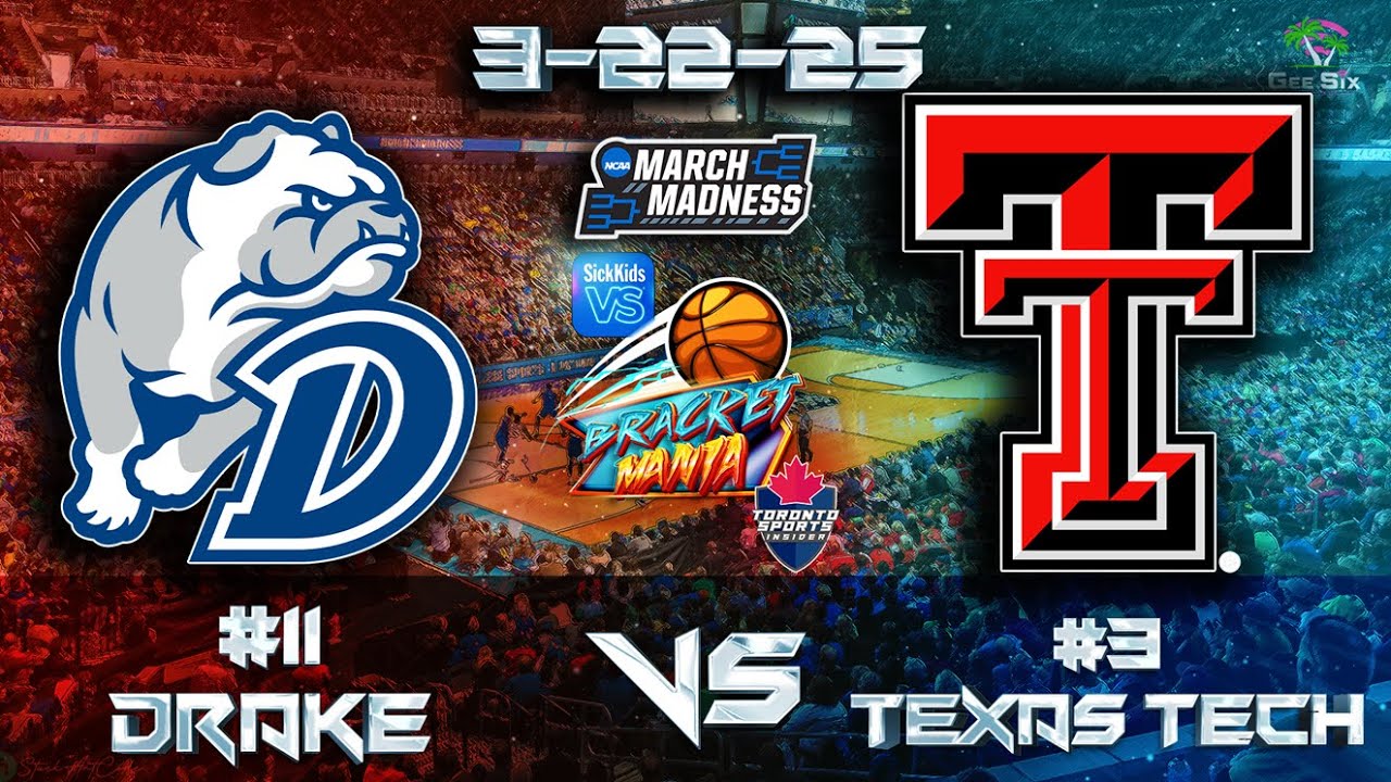 3-22-25 Drake vs Texas Tech 2025 March Madness Game Audio | Second Round LIVE Cast & Chat
