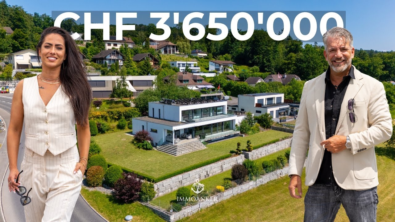 Majestätische Tour durch ein CHF 3’650’000.- Villa in moderner Architektur in Aesch, Luzern, Schweiz