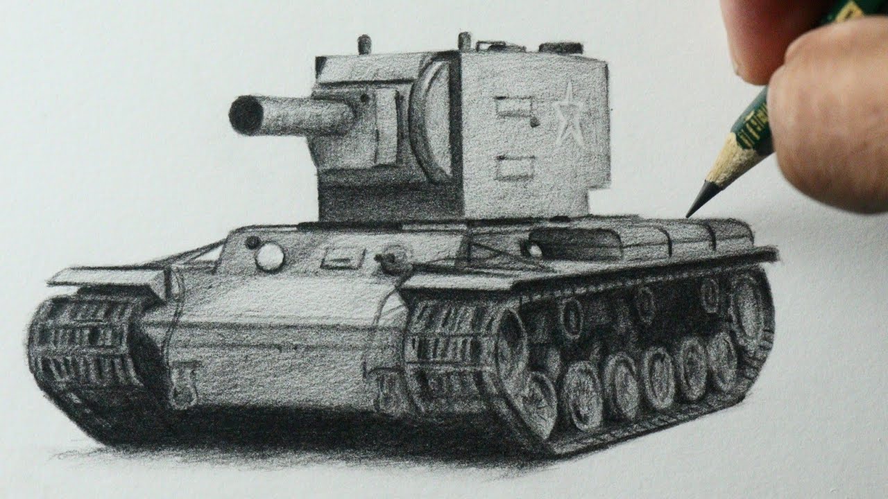 Como desenhar um Tanque de guerra Soviético KV2 - PASSO A PASSO narrado
