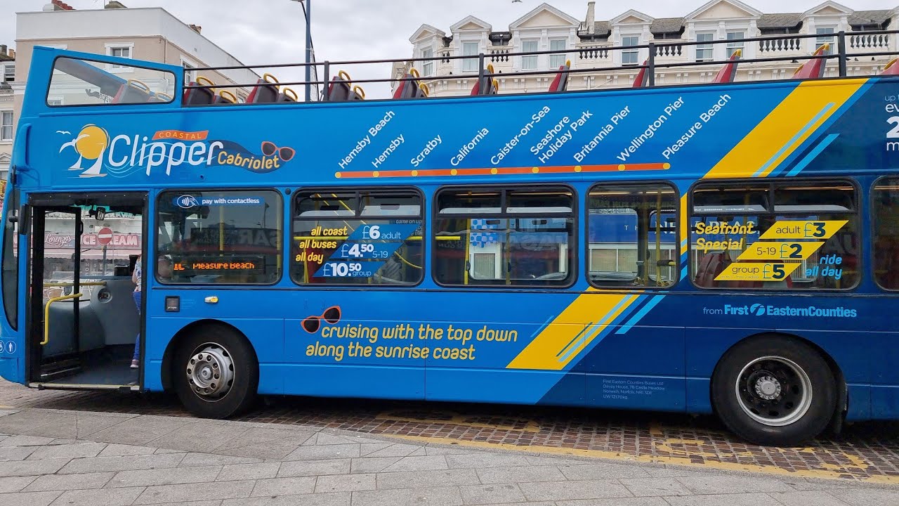 Great yarmouth clipper bus virtual tour to hemsby 4k 60fps