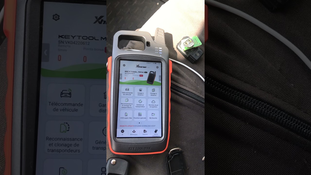 Cles vvdi XHORSE GAME Keytool max ,détection de fréquence sur clés FIAT