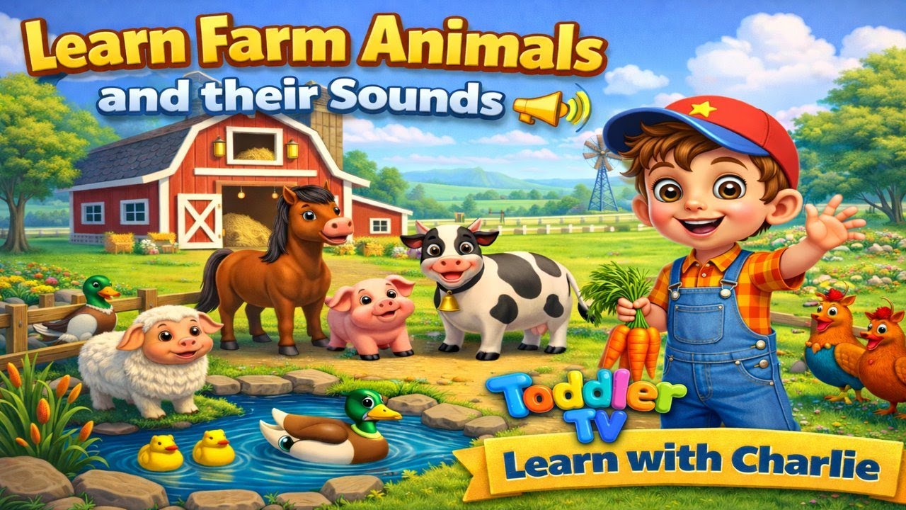 Learn Farm Animals & Their Sounds for Toddlers | Fun Learning with Charlie