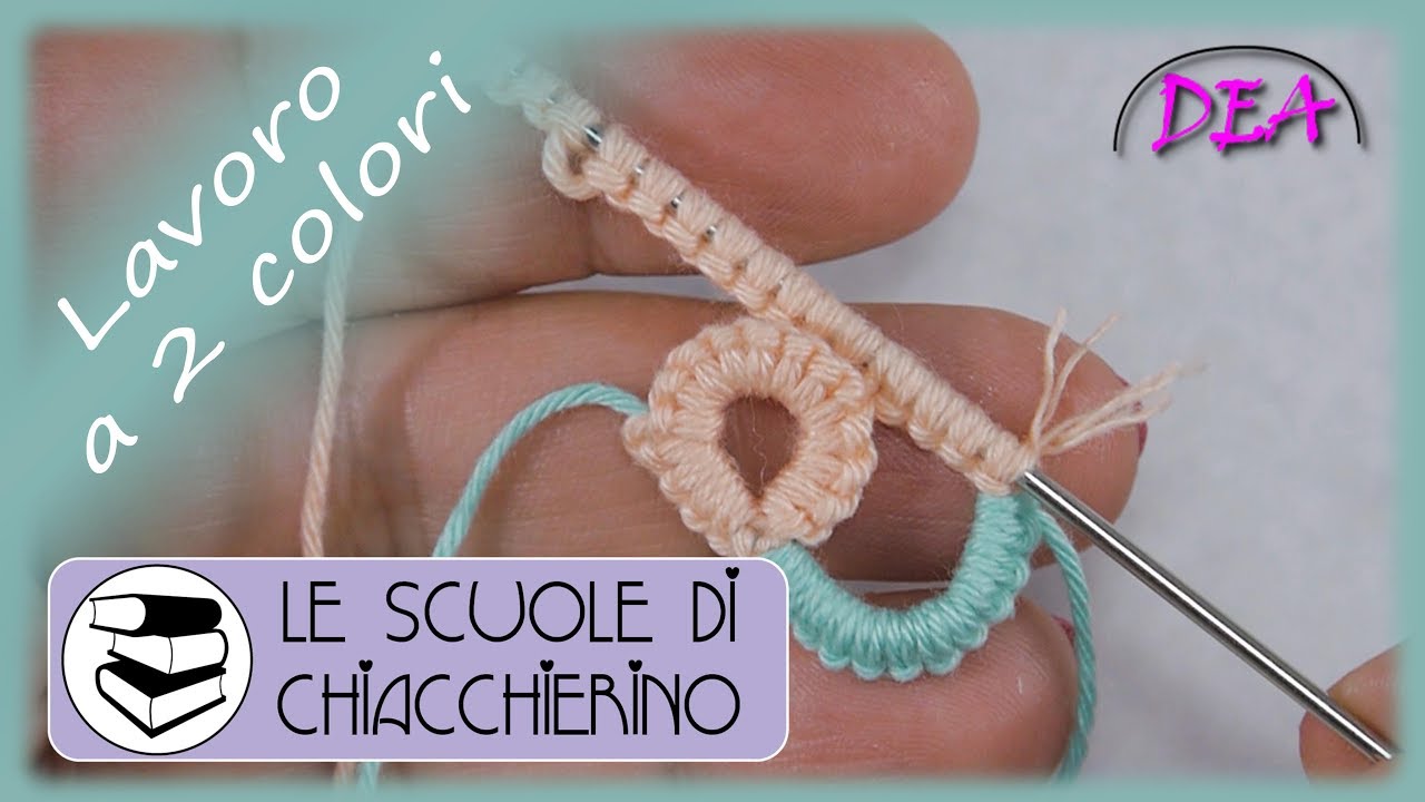 S.C.48°Tut.a.- Inizio lavoro 2 colori, senza nodino per unione due colori.