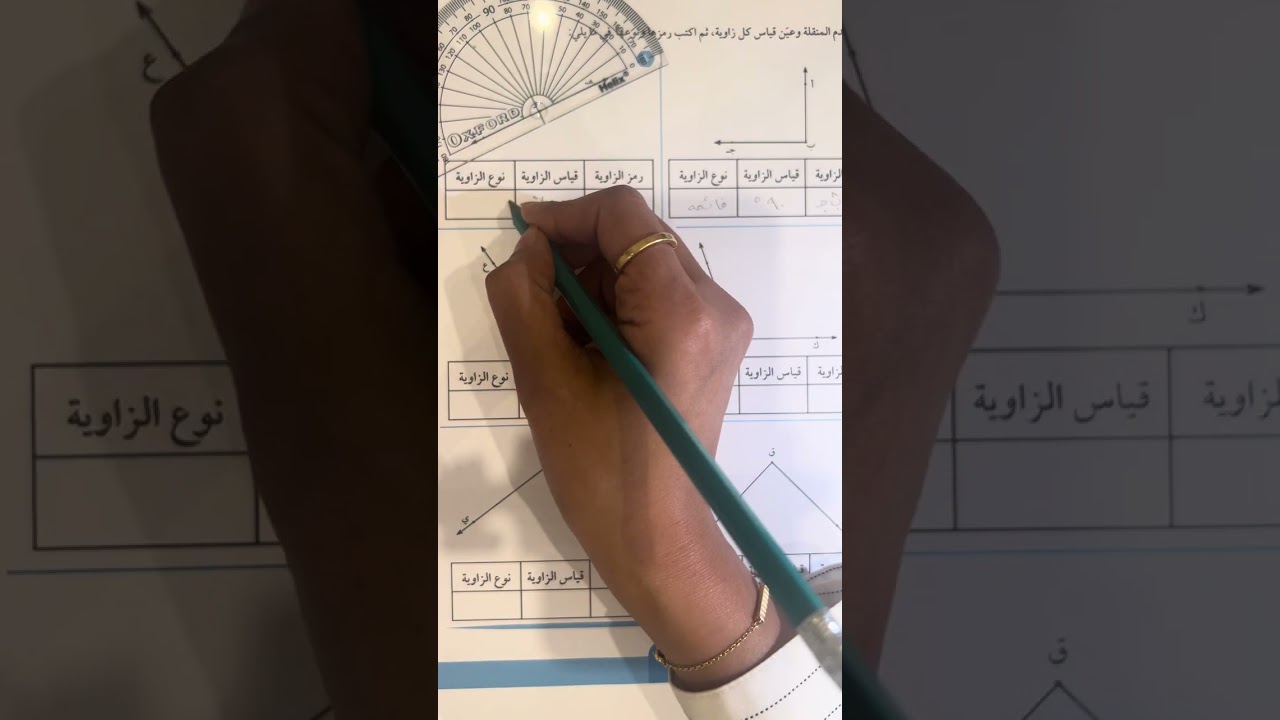 الصف الخامس: (٧-٣) قياس الزوايا و أنواعها (صفحة ١٠٨)