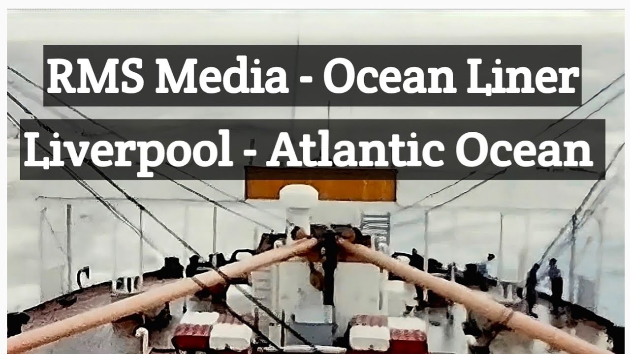 RMS Media Departs Liverpool for Atlantic Crossing - 1950s
