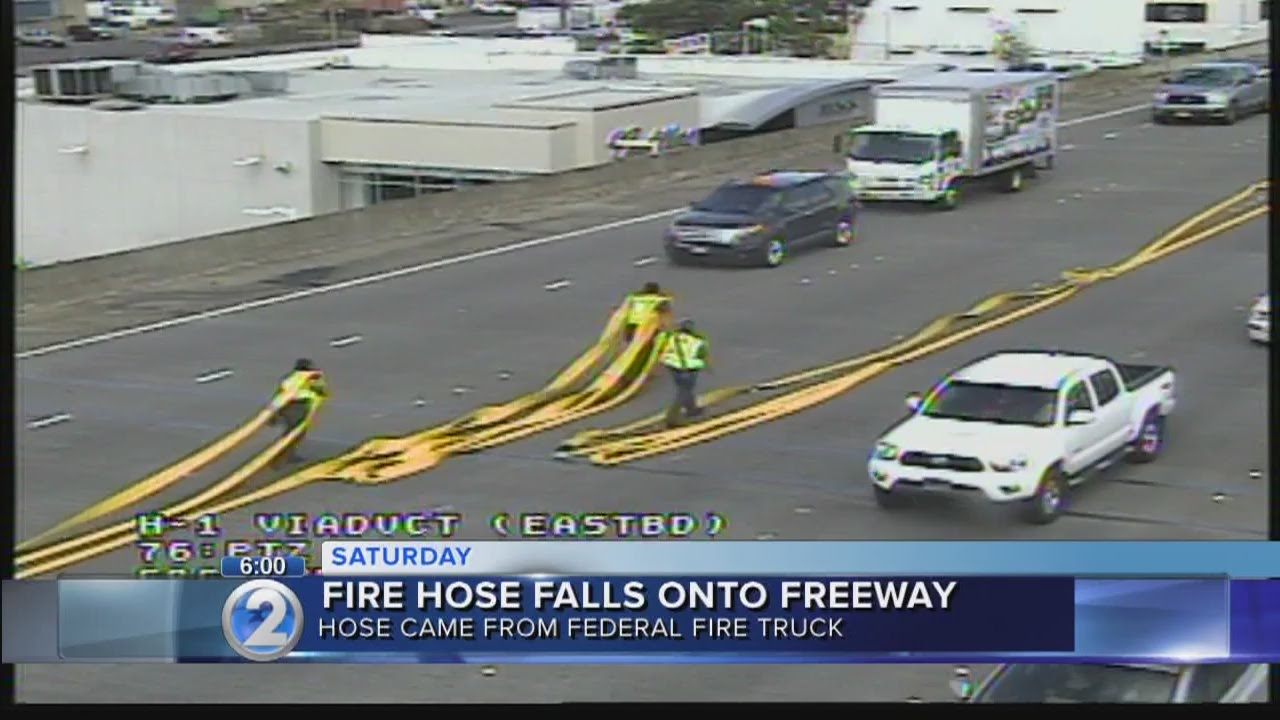 Federal fire trucks, procedures under review following freeway hose mishap