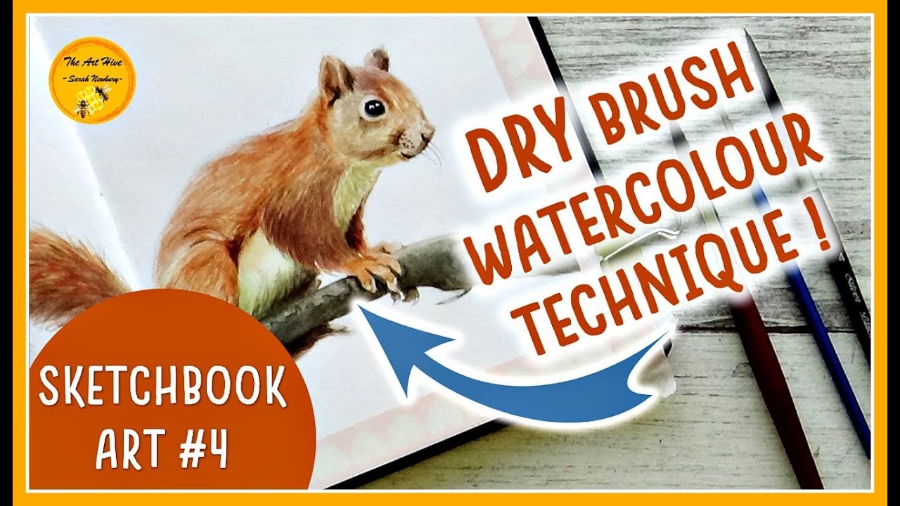 SKETCHBOOK WITH ME #4 Red Squirrel | DRY BRUSH TECHNIQUE -EASY WATERCOLOUR IDEAS for beginners