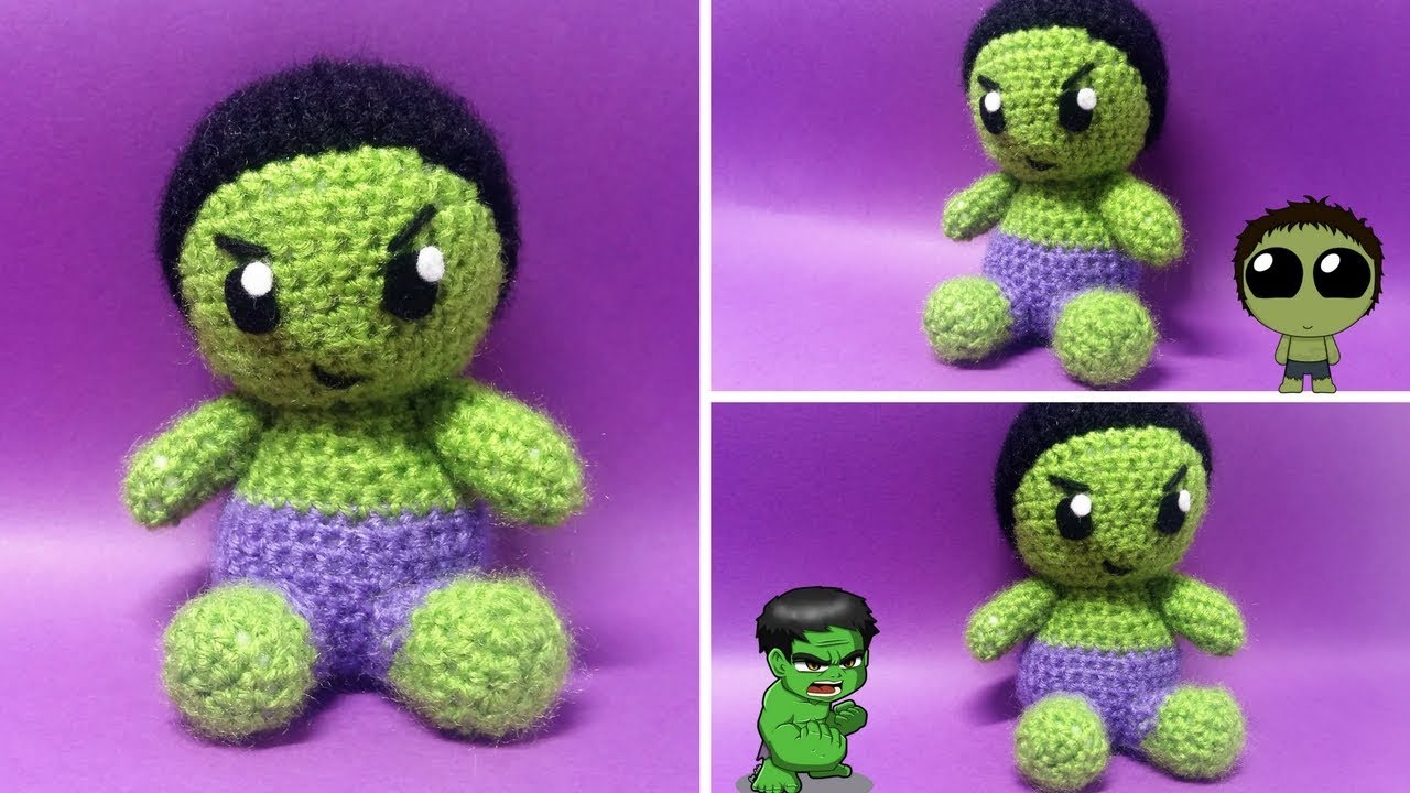 AMIGURUMI HULK CHIBI TUTORIAL FACILE + SCHEMA SCRITTO IN INFOBOX