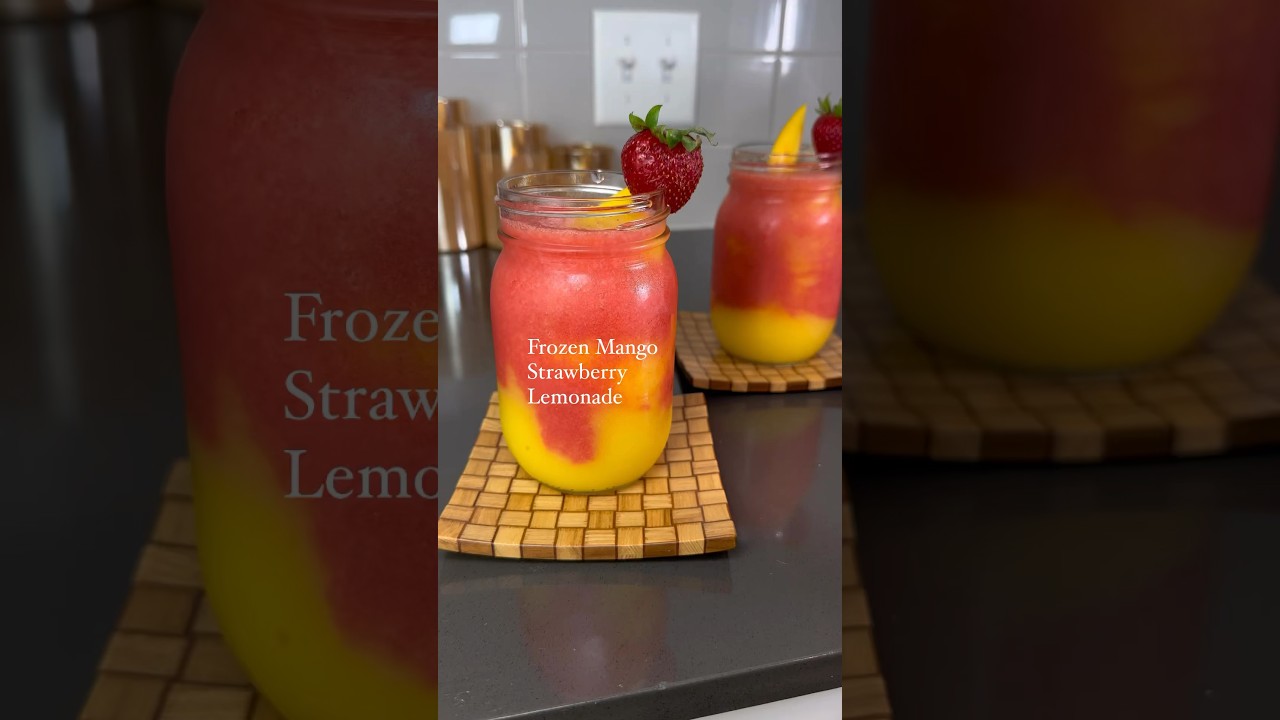 Delicious Frozen Mango Strawberry Lemonade 