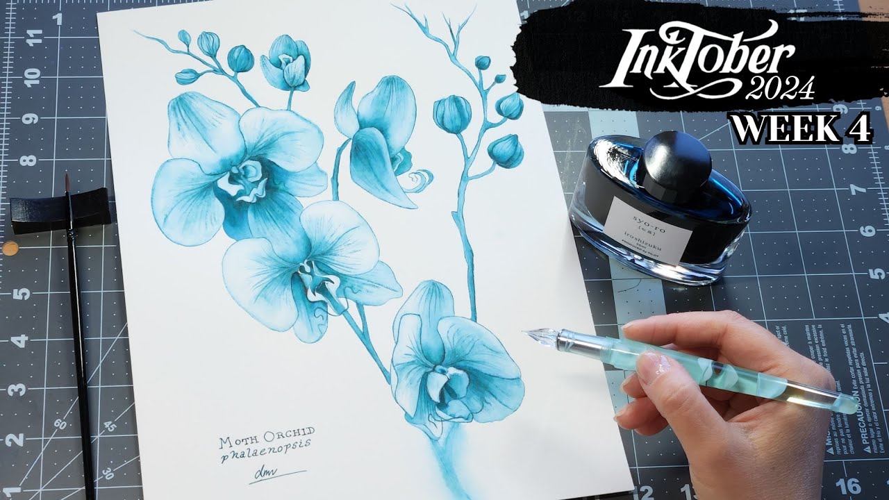 Draw & Paint w/INK! | Pilot iroshizuku syo-ro | How-To Orchids
