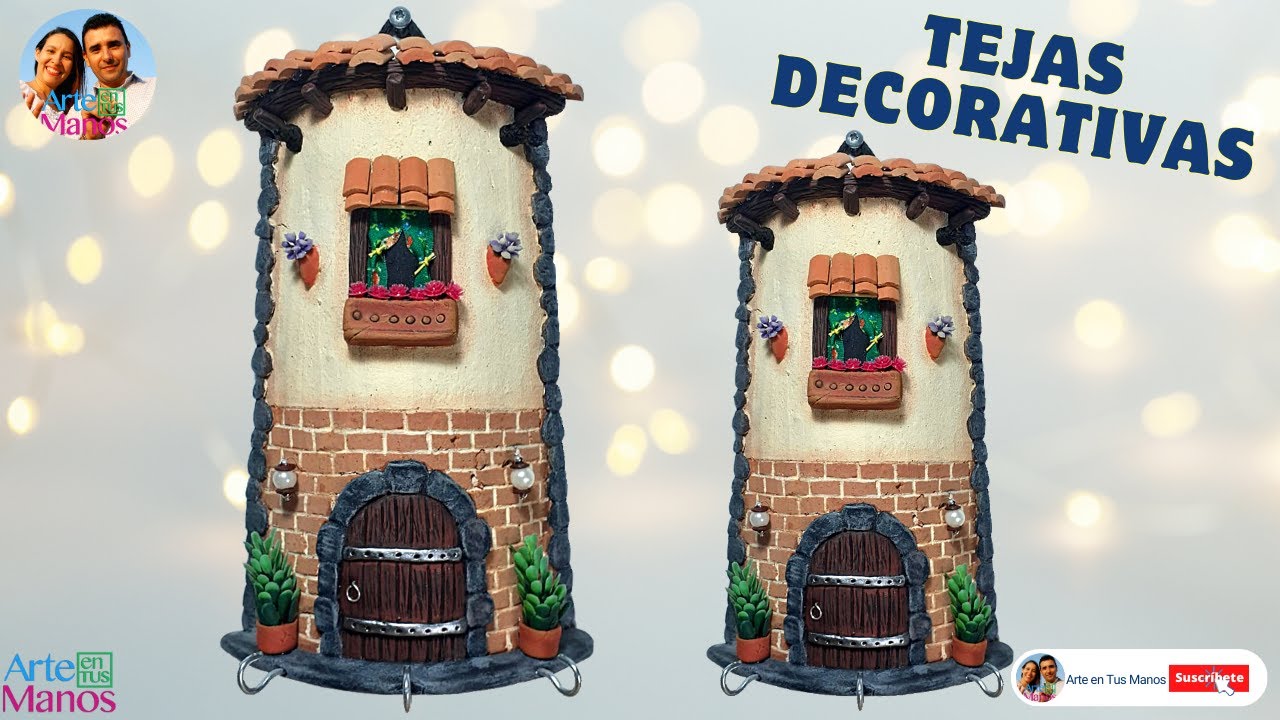🔴Cómo Hacer TEJAS DECORATIVAS y Porta Llaves, Tutorial con Arte en Tus Manos