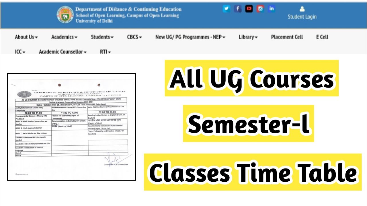 Du Sol 1st Semester Online Counseling Time Table | Ran2goal #exam #counselling