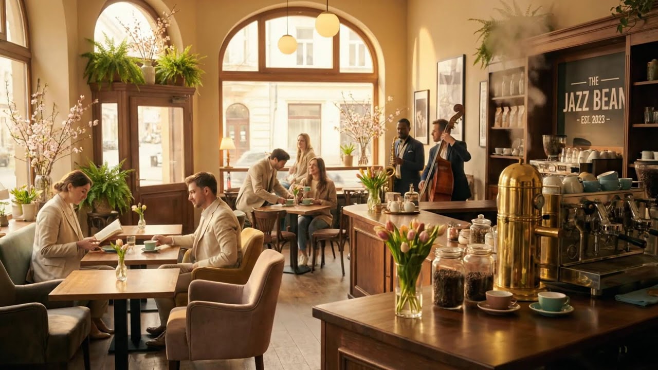 잔잔한 재즈가 흐르는 봄의 커피하우스 ☕🌷🎵