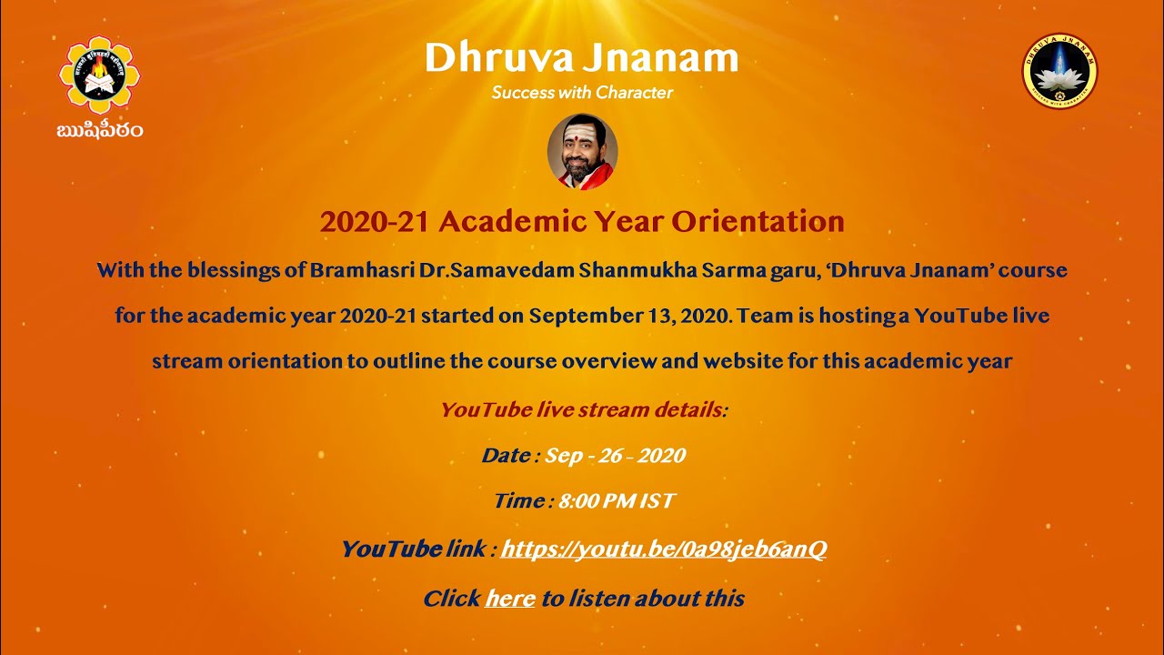 DhruvaJnanam 2020-2021 Orientation