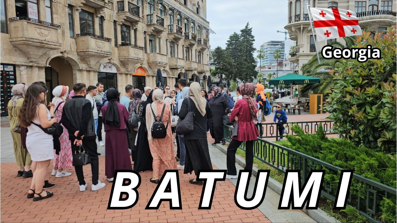Georgia.Batumi.Europe Square.Boulevard.Walking through  in Batumi