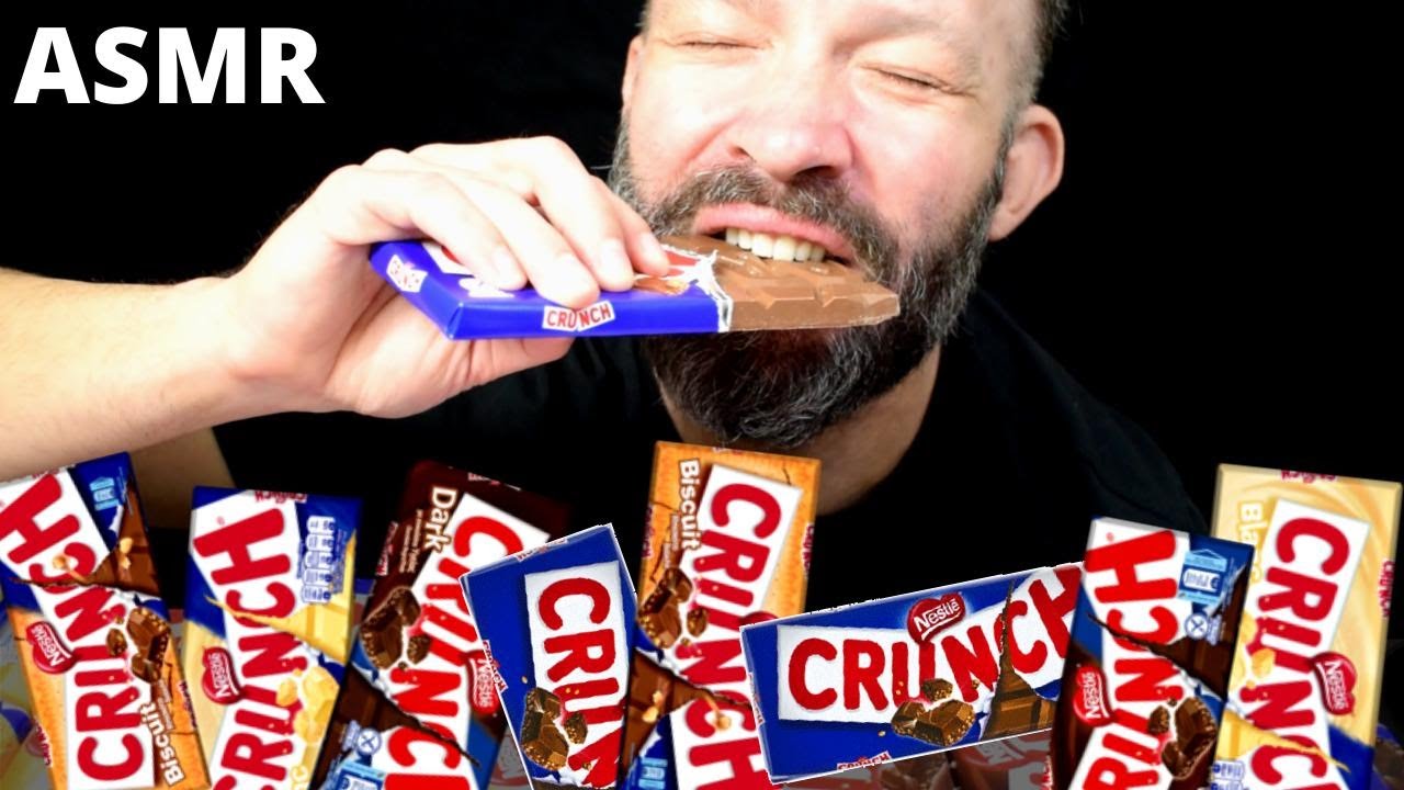 ASMR CRUNCH CHOCOLATE BARS EATING AND UNBOXING WHITE CHOCOLATES NO TALKING