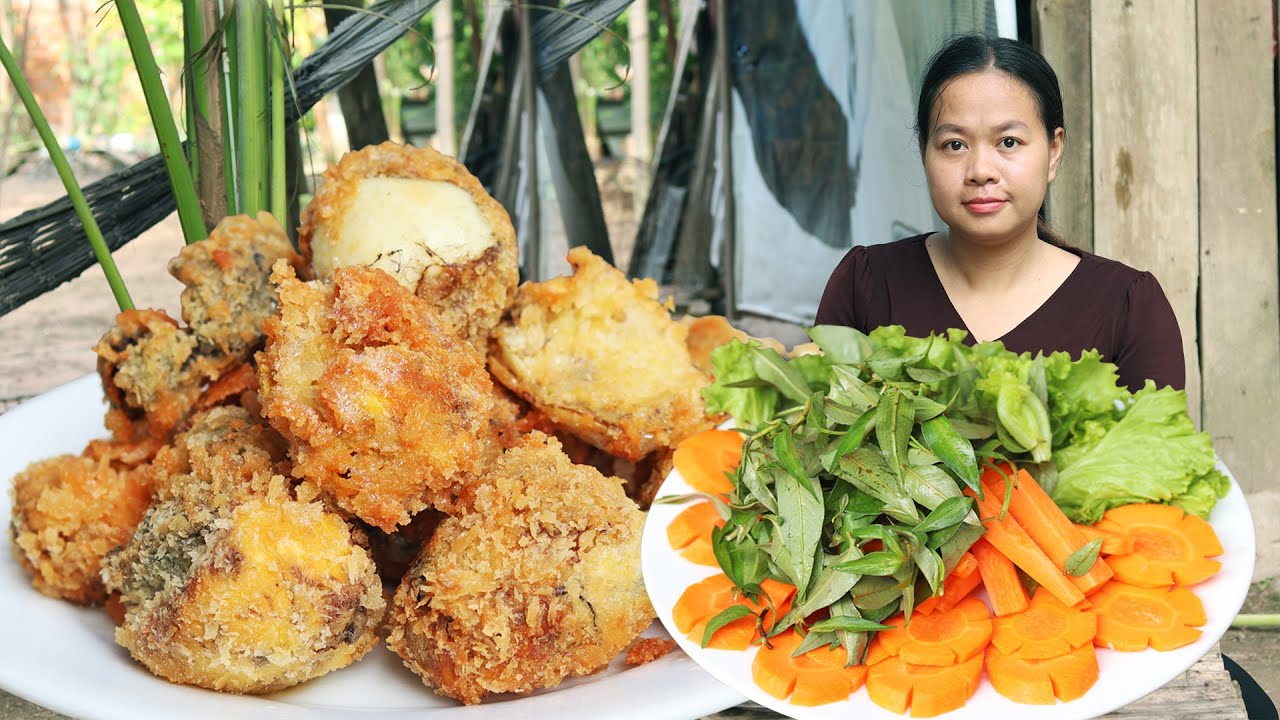 Cooking cambodian baby duck egg recipe | Cambodian crispy fried baby duck egg