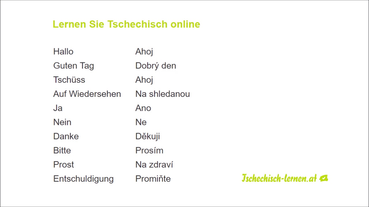 Tschechisch lernen f&uuml;r Anf&auml;nger: wichtige Vokabeln wie Hallo, Guten Tag, danke & bitte