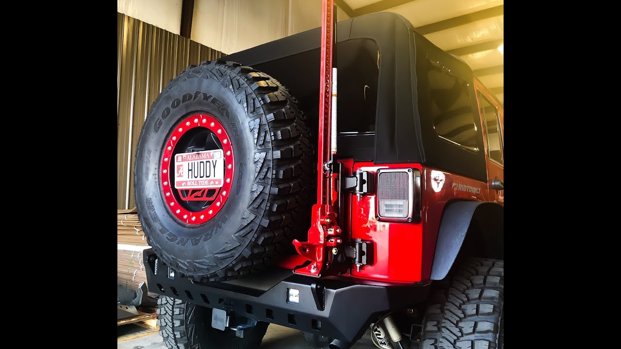 Motobilt JK Spare Tire Carrier with Tag Relocation Kit & Universal High Lift Jack Mount!