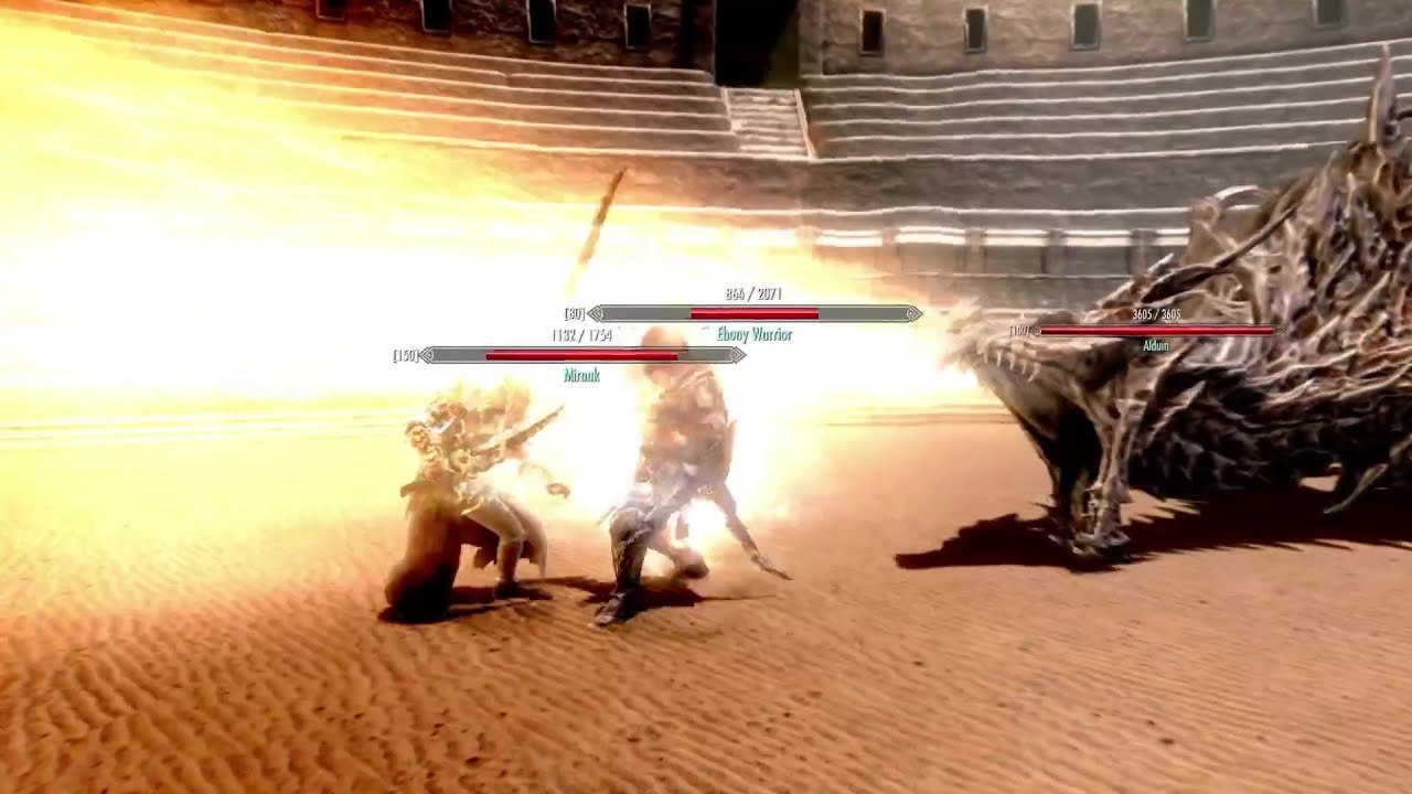 Skyrim Battles - Miraak, Harkon, & Alduin vs. The Ebony Warrior and Karstaag